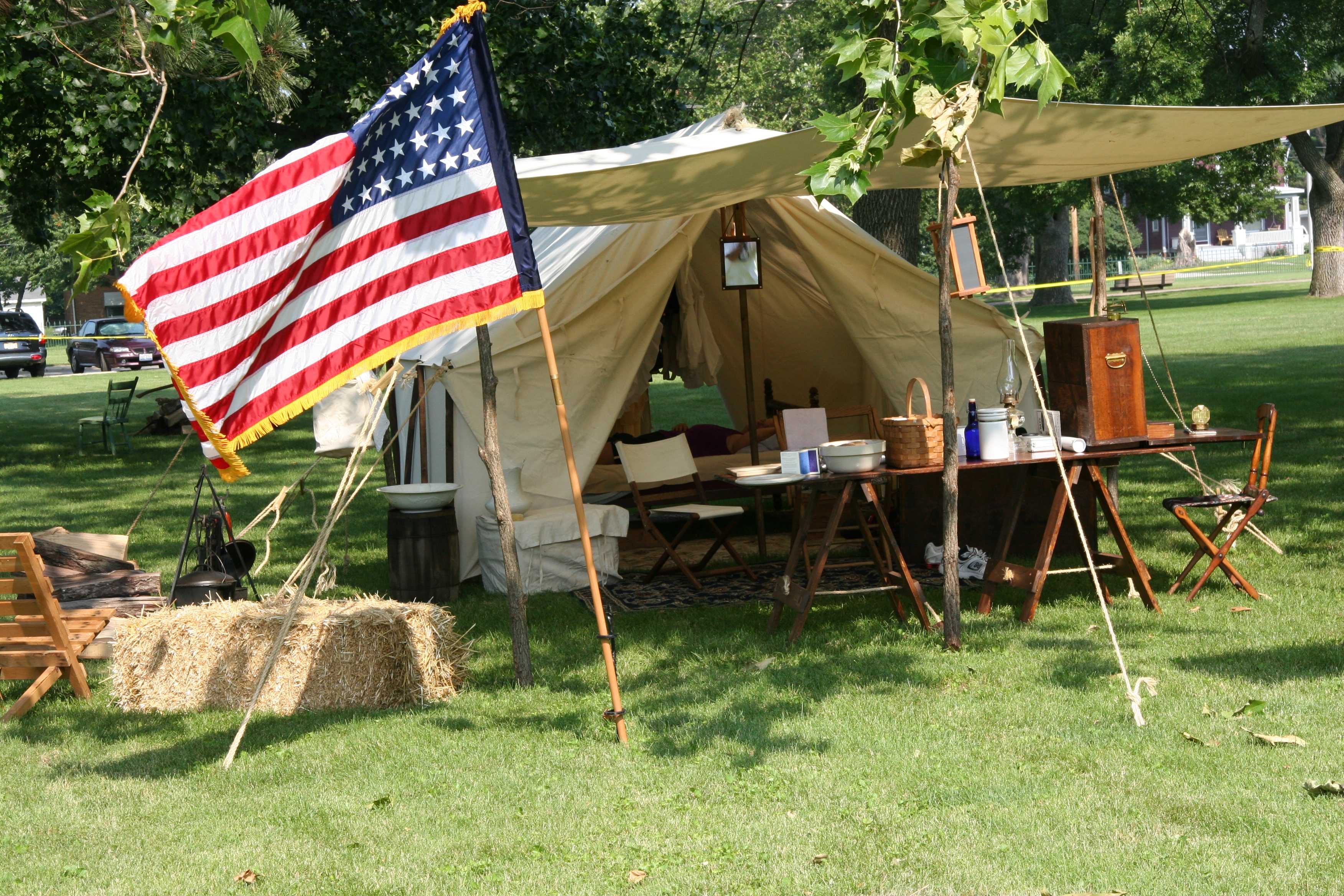 The Regimental Command tent and site with colors presented, 2006.